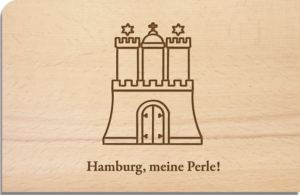 Holzpostkarte Hamburg meine Perle