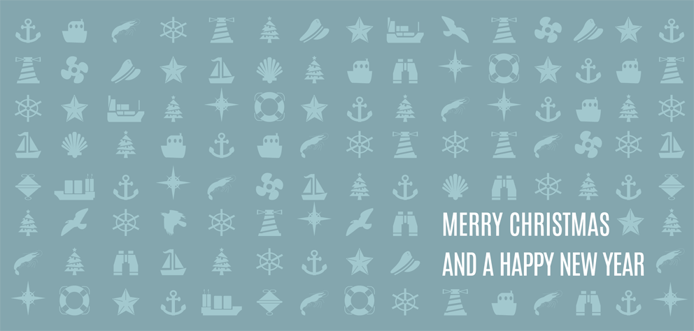 Weihnachtskarte maritime Icons dunkel