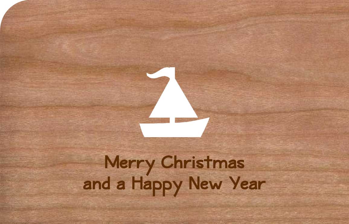 Holz-Weihnachtskarte Segelboot
